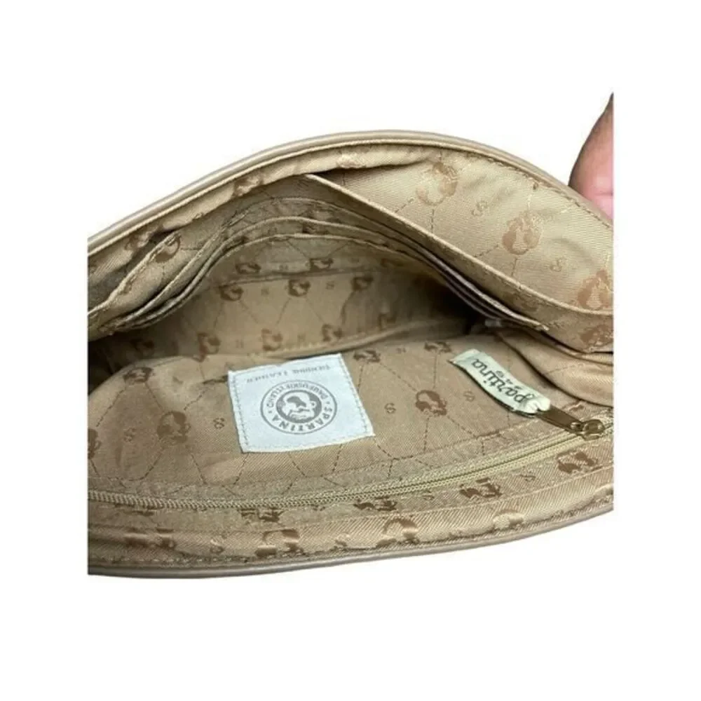 Spartina 449 Taupe Leather Hipster Crossbody Bag With Leopard Calf Hair Buckle‎